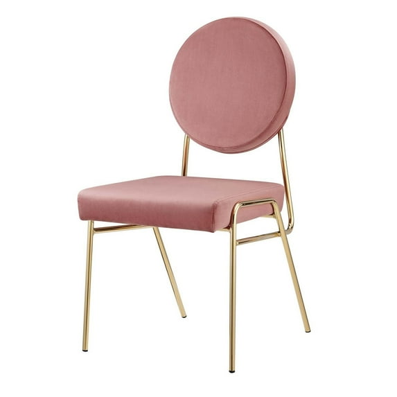 Side Dining Chair, Set of 2, Pink Gold, Velvet, Mid Century Kitchen Cafe Bistro Hospitality Restaurant, Modern Contemporary Boutique HB34903