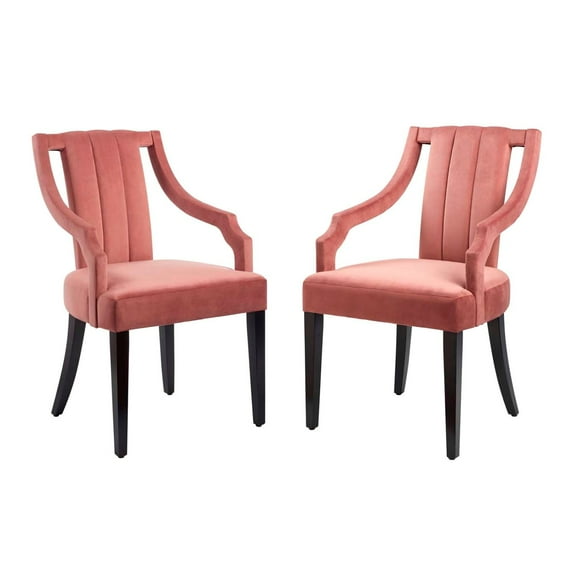 Side Dining Chair, Set of 2, Pink, Velvet, Kitchen Cafe Bistro Hospitality Restaurant, Modern Contemporary Boutique HB33420