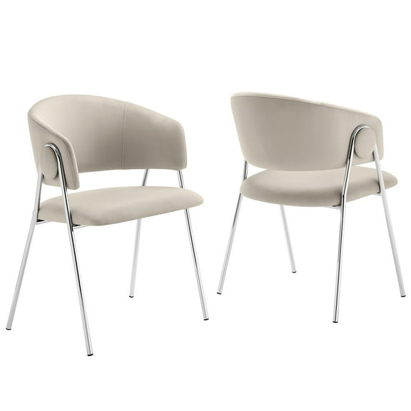 Side Dining Chair, Set of 2, Silver, Velvet, Bar Pub Cafe Bistro Dining Kitchen Hospitality Restaurant, Modern Contemporary, HB37472