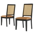 thumbnail image 1 of Side Dining Chair, Set of 2, Tan Black, Vegan Leather, Wood, Kitchen Cafe Bistro Hospitality Restaurant, Modern Contemporary HB36817, 1 of 10