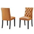 thumbnail image 1 of Side Dining Chair, Set of 2, Tan, Faux Vinyl Leather, Kitchen Cafe Bistro Hospitality Restaurant, Modern Contemporary HB33242, 1 of 10