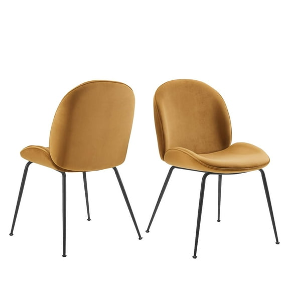 Side Dining Chair, Set of 2, Velvet, Metal Steel, Brown, Modern Contemporary Urban Design, Kitchen Room Cafe Bistro Restaurant Hospitality