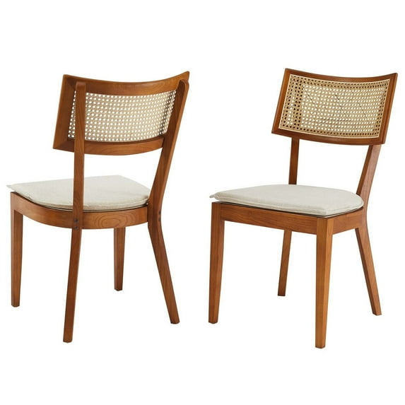 Side Dining Chair, Set of 2, Walnut Beige, Wood, Cottage Kitchen Cafe Bistro Hospitality Restaurant, Modern Contemporary HB36346