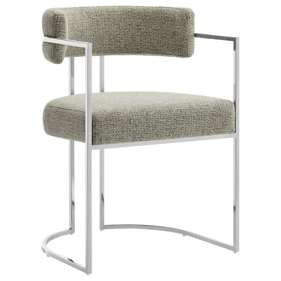 Side Dining Chair, Silver Brown, Fabric, Metal, Bar Pub Cafe Bistro Dining Kitchen Hospitality Restaurant, Modern Contemporary, HB37856