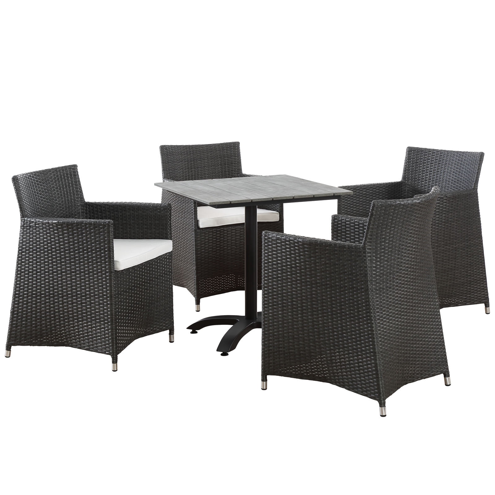 Side Dining Chair and Table Set, Brown White, Rattan, Wicker, Outdoor Patio Balcony Cafe Bistro Garden Hospitality Restaurant, Modern Contemporary HB32698