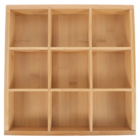 Bamboo Serving Tray with Six Compartments for Home Khaki Color Large Capacity Practical .84x1.57 Inches