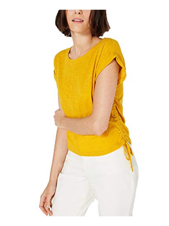 Side-Drawstring Cotton Top Varsity Gold XS