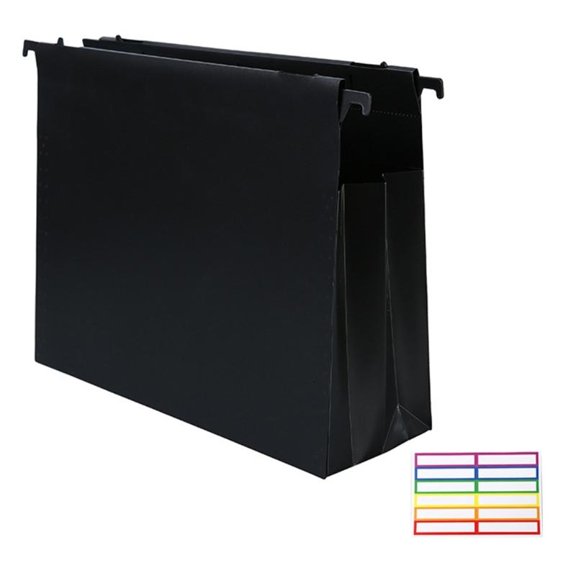 Side Expansion Hanging File Folder for A4 Papers, Plastic File Storage Bag with Double Hooks for Desk Organization Use