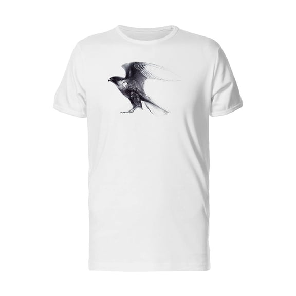 Side Falcon Open Wings Drawing  T-Shirt Men -Image by Shutterstock, Male Medium
