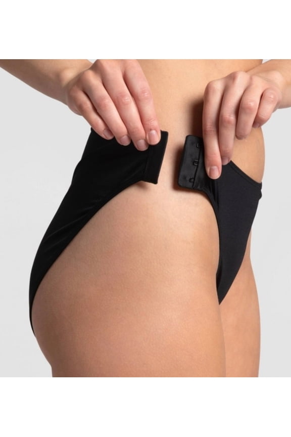 Side-Fastening High Waist Briefs 2-Pack (Beige/Black) MEDIUM