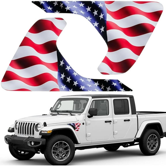 Side Fender Vent American Flag Vinyl Decal Fit for Jeep Wrangler 2018-2025 JL JLU & 2020-2026 Gladiator JT(C)