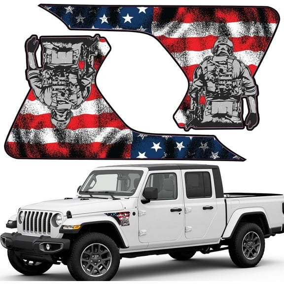 Side Fender Vent American Flag Vinyl Decal Fit for Jeep Wrangler 2018-2025 JL JLU & 2020-2026 Gladiator JT(D)