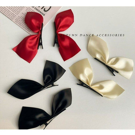Side Hair Clips Bow Satin Ribbon Hair Clips for Women Girls Hair Accessories Red Black Bowknot Hairpin Hair Bow Side Clips 3 Pairs