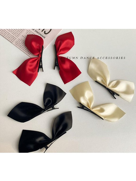 Side Hair Clips Bow Satin Ribbon Hair Clips for Women Girls Hair Accessories Red Black Bowknot Hairpin Hair Bow Side Clips 3 Pairs
