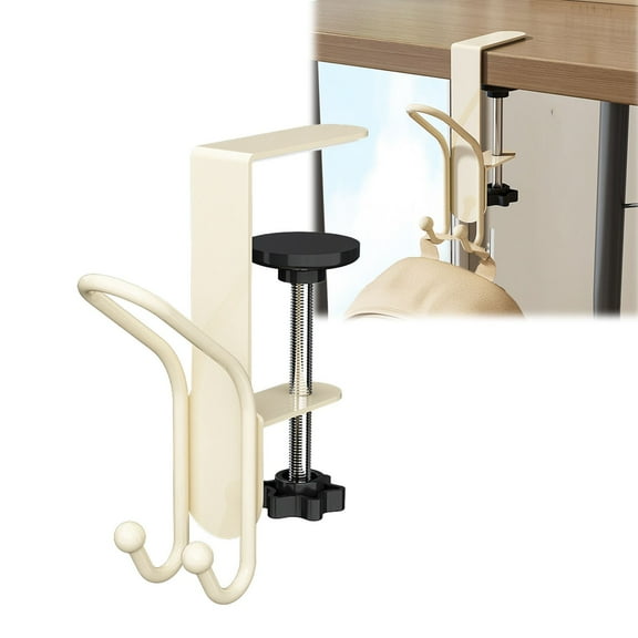 Side Hook Desk Mount, Metal Hanger for Cable Management, A, Metal Desk Holder Hanger - Under Table Cable Management for Headphones, Bags, Keys, Adjustable Clamp, No Tools Needed, Space Saver