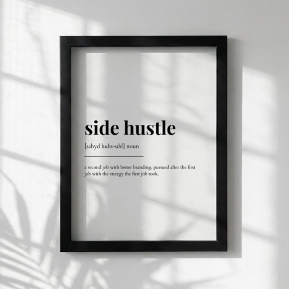 Side Hustle Definition Poster, Funny Side Hustle Meaning, Dictionary Style Wall Art, Motivational Quote Print, Work Decor, Poster Only