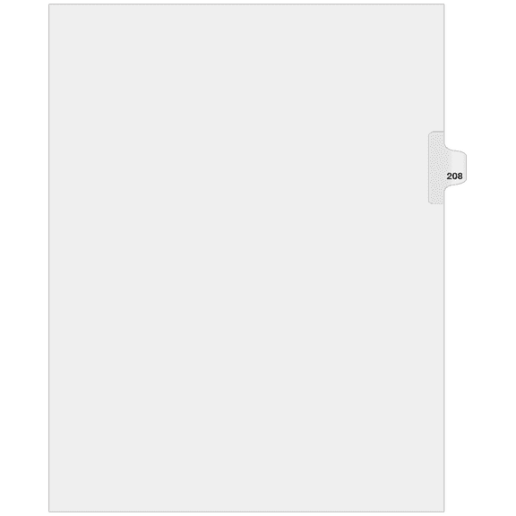 Side Individual Number Tabs- Number 208 (25-pack)