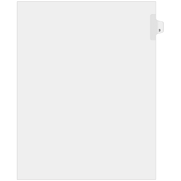 Side Individual Number Tabs- Number 3 (25-Pack)