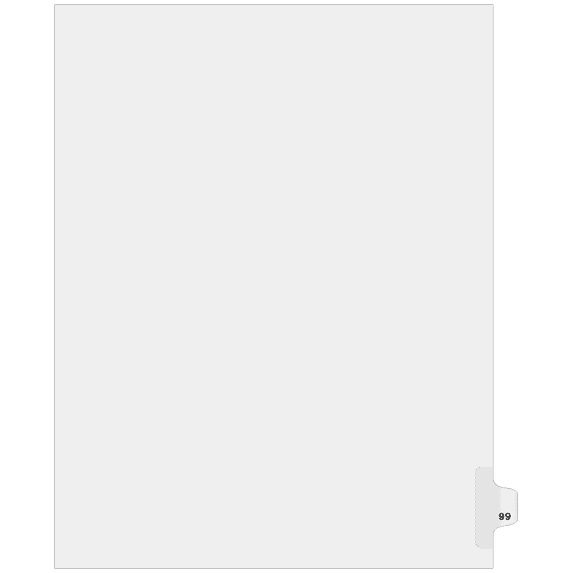Side Individual Number Tabs- Number 99 (25-pack)