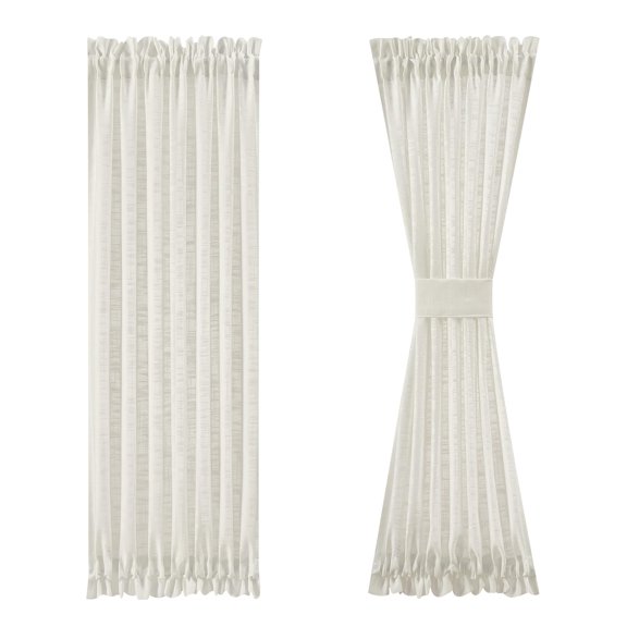 Side Light Linen Texture Semi Sheer Narrow Door Panels For Front/glass Window - 24 Inch L X 72 W 2