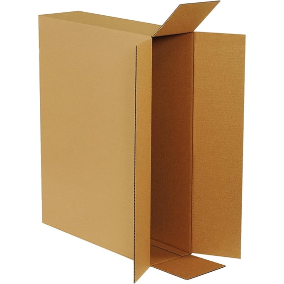 Side Loading Shipping Boxes Large 26"L x 6"W x 20"H 10-Pack - Corrugated Cardboard Box for Moving, Mailing, Packing, Packaging and Storage