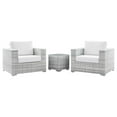 thumbnail image 1 of Side Lounge Chair Table Set, Rattan, Wicker, Light Grey Gray White, Modern Contemporary Urban Design, Outdoor Patio Balcony Cafe Bistro Garden Furniture Hotel Hospitality, 1 of 10
