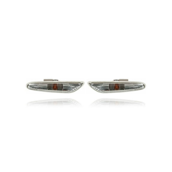 Side Marker Light Assembly - Compatible/Replacement for '06-13 BMW 3-Series Sedan/Wagon/Coupe/Convertible, 08-13 1-Series - Clear Lens, On Fender - Pair, Left + Right Set - 63137253325, 63137253326