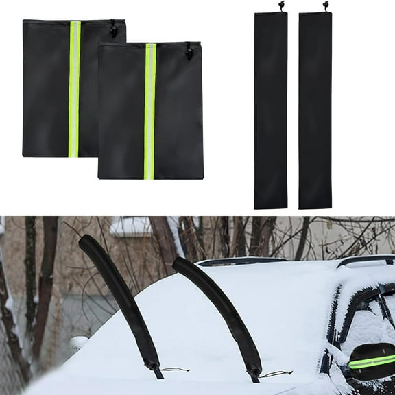 Side Mirror Covers and Windshield Wiper Covers for Trucks Cars SUVs Vans, 1 Pack Auto Rearview Protection Cover & Windshield Wiper Covers Protect from Ice Snow Frost Dew Rain Bird Poop Side Covers