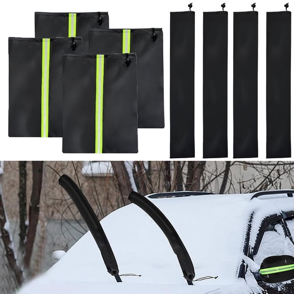 Side Mirror Covers and Windshield Wiper Covers for Trucks Cars SUVs Vans, 2 Pack Auto Rearview Protection Cover & Windshield Wiper Covers Protect from Ice Snow Frost Dew Rain Bird Poop Side Covers