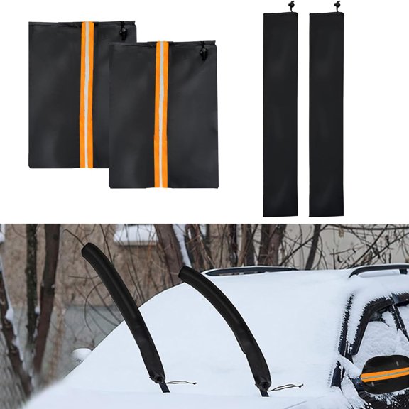 Side Mirror Covers and Windshield Wiper Covers for Trucks Cars SUVs Vans, 420D 1 Pack Auto Rearview Protection Cover & Windshield Wiper Cover Protect from Ice Snow Frost Dew Rain Bird Poop Side Cover