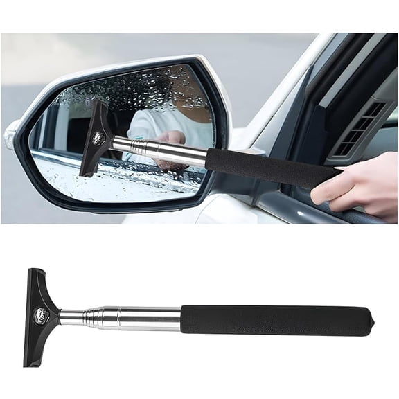 Side Mirror Squeegee, 1 PCS Car Mirror Squeegee, Retractable Car Rearview Mirror Wiper for All Vehicles, Universal Automotive Accessories(Black, B)