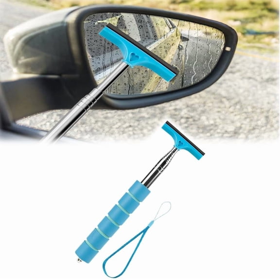 Side Mirror Squeegee for Car – Retractable Wing Mirror Wiper, Telescopic Auto Glass Cleaner for Rainy & Foggy Weather, Universal Car Accessory