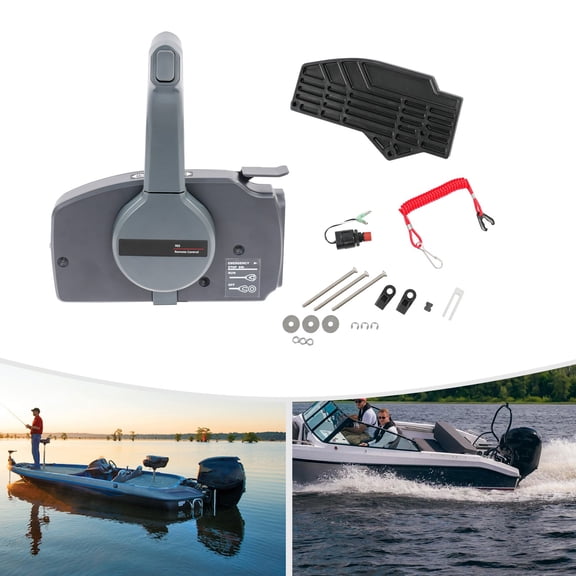 Side Mount Outboard Remote Control Box, Throttle & Shift Control for 2-Stroke 4085 HP Motors, Adjustable Tension & Safety Kill Switch Lanyard for Fishing Boats, Pontoons & Vessels