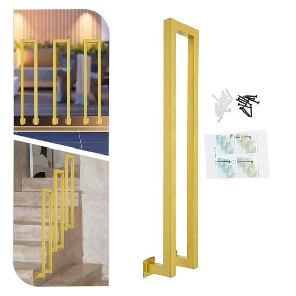 Side Mount Stair Railing Hand Rail Guardrail N-shaped Metal Decorative Railing for Villas, Attics, Gardens