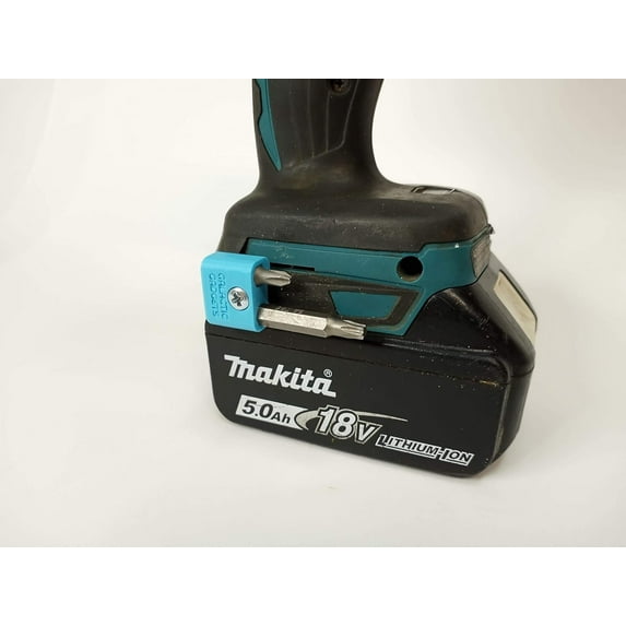 Side Mounted MAGNETIC Bit Holder for MAKITA 18V and Ryobi 18V Drills, Drivers, Impacts Blue