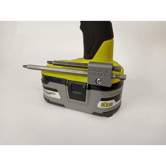 Side Mounted MAGNETIC Bit Holder for Makita 18V, Ryobi 18V, Ridgid or Bosch - Drills, Drivers, Impacts Grey - Galactic Gadgets