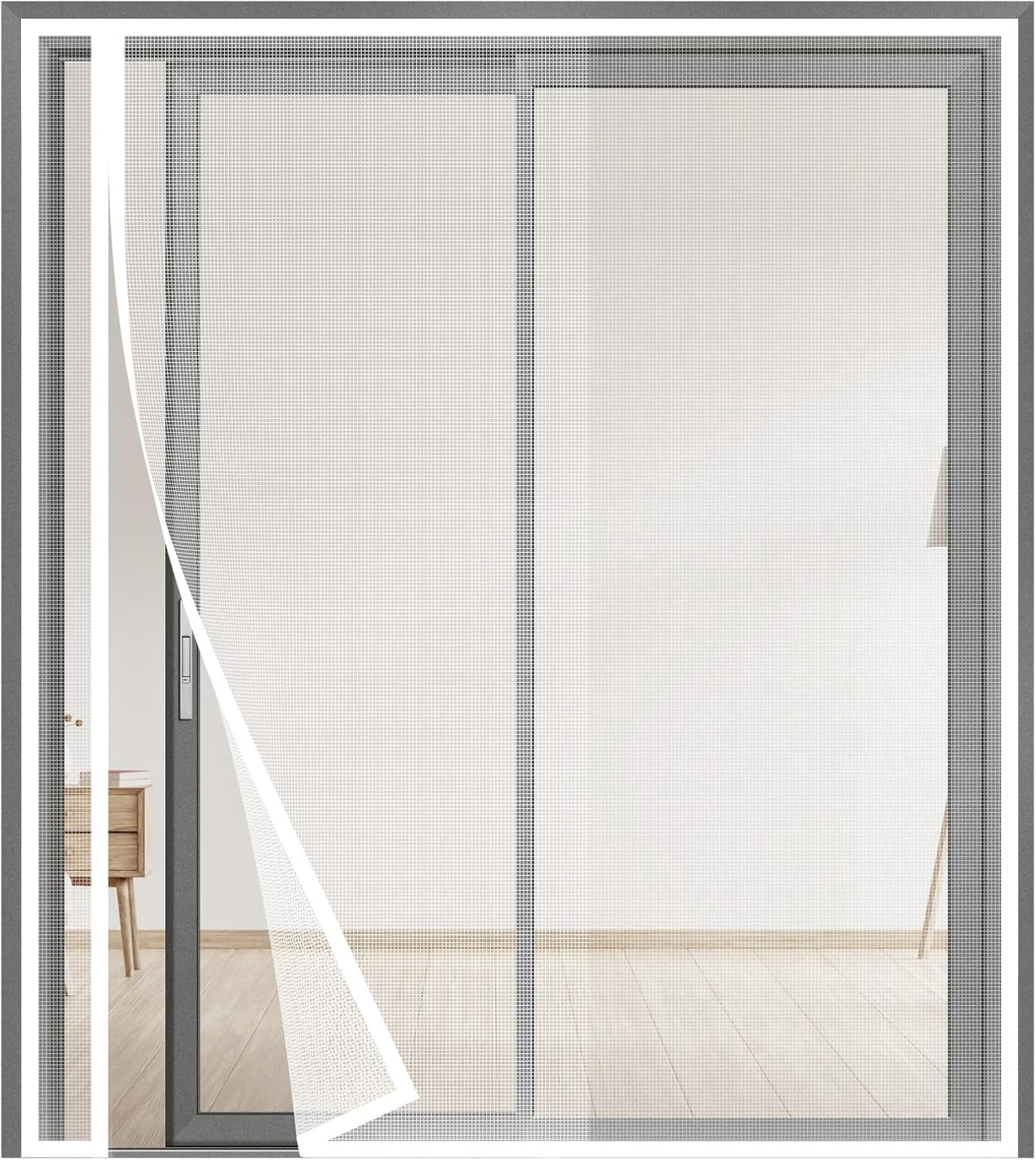 Magnetic Screen Door With Side Opening - Reversible Left/Right, Fits 72x80 Inch Doors, Pet Safe