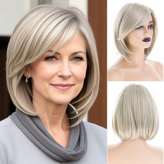 Side Part Bob Wig for Women, Easy Styling, Daily Wear, Party and Costume Styling, a wearable hairpiece for daily wear, party and costume styling, and special event styling and outfit changes
