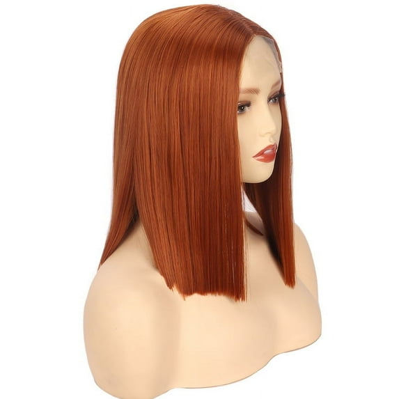 Side Part Bob Wigs Bone Straight Hair Wigs For Black Women Brazilian Pre-Plucked Part Lace Wig 12 14 Inch Short Bob WigOrange Blonde12