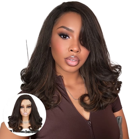 Side-Parted Curly Hair Wigs for Women - Big Wave Synthetic Layered Hair Wigs for Daily Wear, Parties, and Cosplay