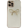 thumbnail image 1 of Side Plating 3D Bow White Soft Phone Case Compatible with iPhone Case (White,iPhone 11), 1 of 6