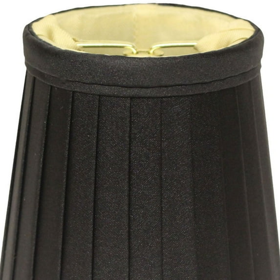 Table Lamps Side Pleat Chandelier Lampshade with Flame Clip (Set of 6), Black Color Natural Fabric Lampshade for Table Lamps, 3" Top x 4" Bottom x 4" Height,Floor Lamps