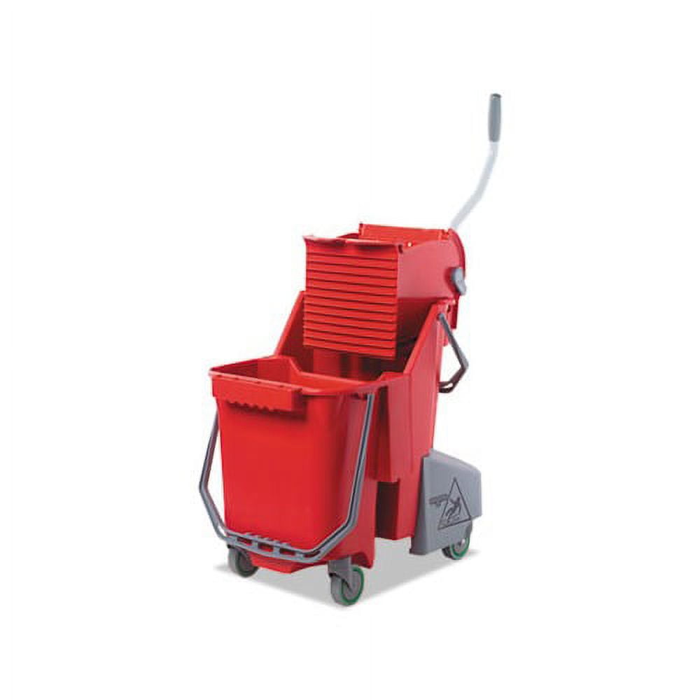 SidePress Restroom Mop Dual Bucket Combo 8gal, Plastic, Red