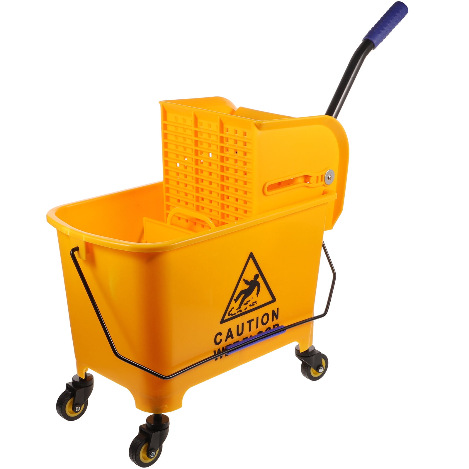 Side Press Wringer Commercial Mop Bucket, 35 Qt Larger Capacity Cleaning  with Wheels, Yellow