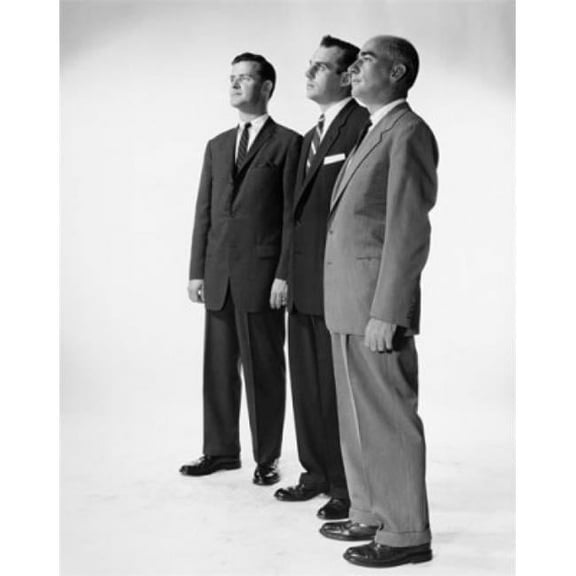 Side Profile of Three Businessmen Standing Side by Side Poster Print - 18 x 24 in.