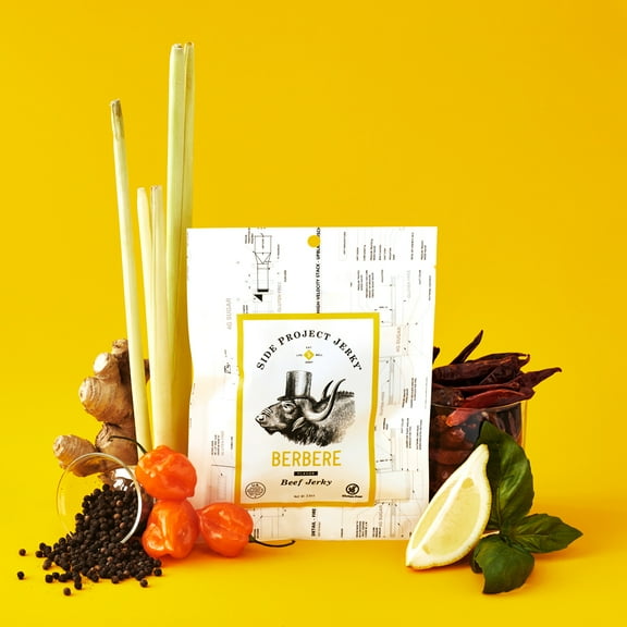 Side Project Beef Jerky - Gluten-Free Ethiopian Inspired Jerky, Sweet Heat & Citrus, High Protein, Chef Crafted & Born in Philly - Berbere Flavor