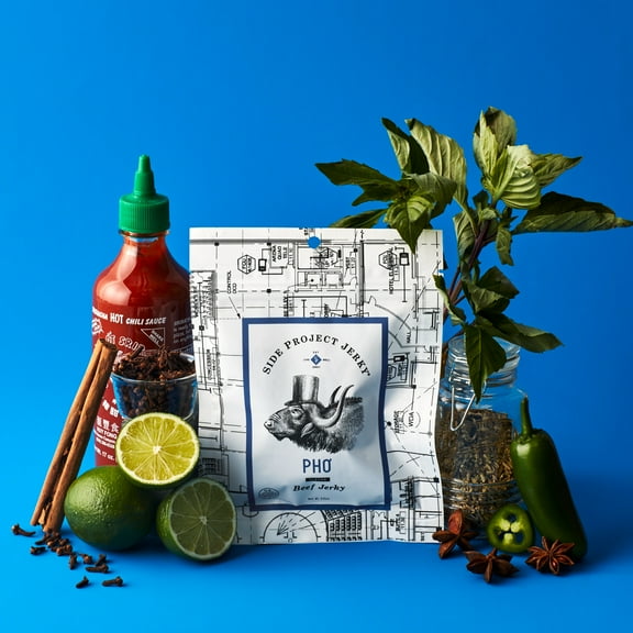 Side Project Beef Jerky - Gluten-Free Vietnamese Inspired Jerky, Zero Added Sugar, High Protein, Chef Crafted & Born in Philly - Pho Flavor