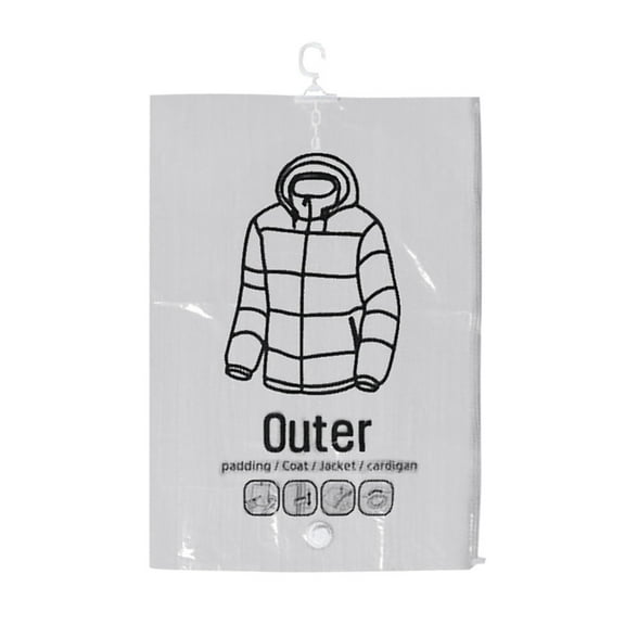 Side-Pull Hanging Vacuum Storage Bag, 35 X 26 in Clear Space-Saver for Coats Suits, Airtight Dust-Proof Closet Organizer with 5 Hooks, Travel-Friendly Compression Pouch for , 1X Compression Bag