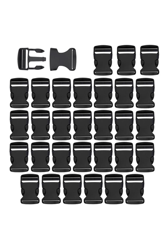 32MM Side Release Buckles, Heavy Duty Black Plastic Buckles Clips, Adjustable Quick Release Buckle, Backpack Buckle Replacement for Nylon Webbing Straps, Belt, Dog Collars