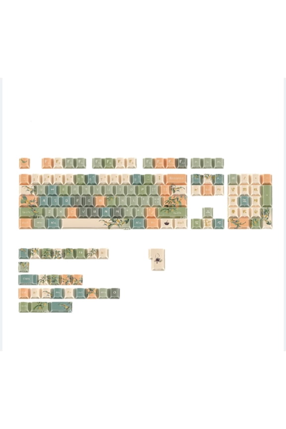 Side-Shine PBT Keycap Set, Osmanthus Oolong Tea Theme Cherry Profile Dye-Sublimated Keycaps for Magnetic Switch Keyboards